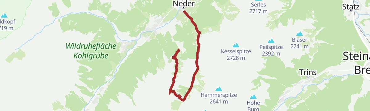 Route map: Pinnistal: Elfer Bergstation - Pinnisalm - Neder